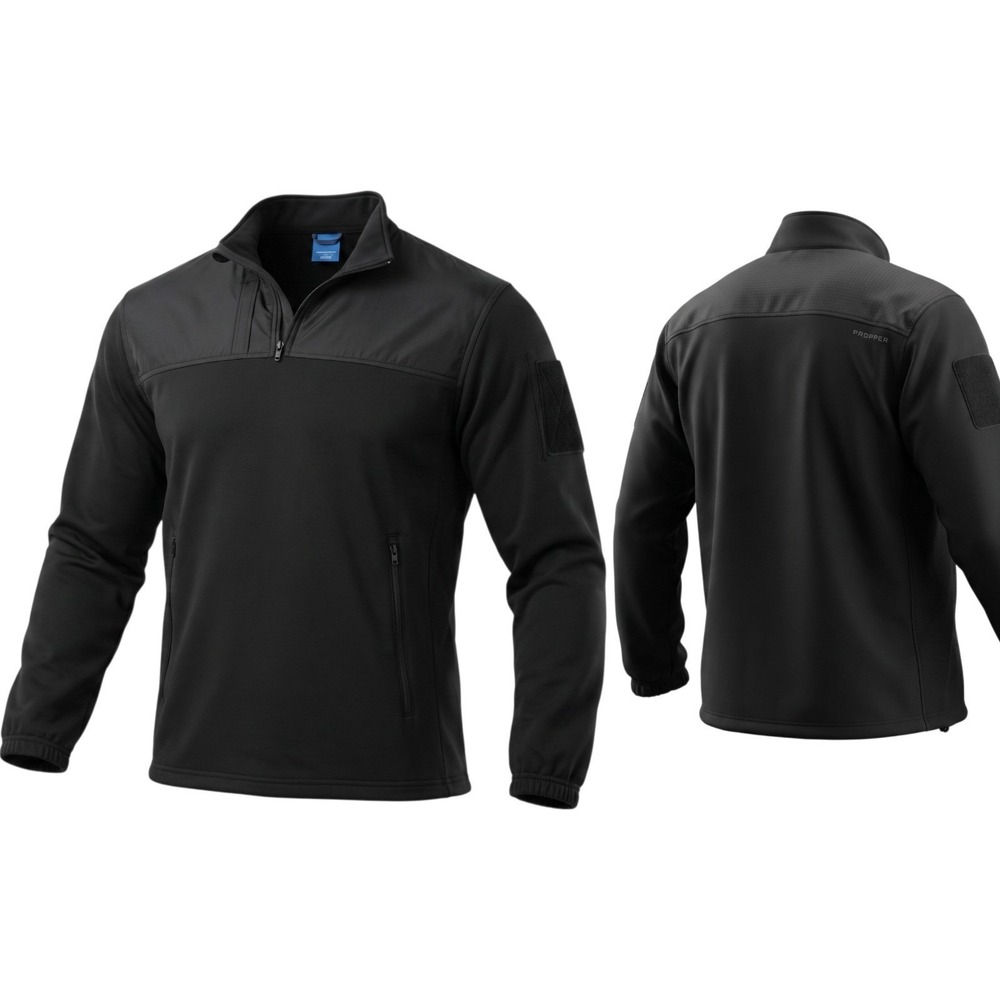 Propper Tactical Quarter Zip Pullover Mens XL Black Fleece Nylon Overlay Jacket